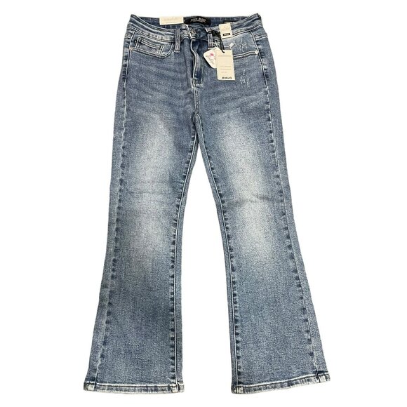 Judy Blue Lt Blue Denim Mid Rise Cropped Bootcut Jeans JB88249 MD‎ - Picture 1 of 5